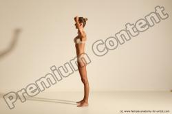 Underwear Gymnastic poses Woman White Moving poses Slim long blond Dynamic poses Academic